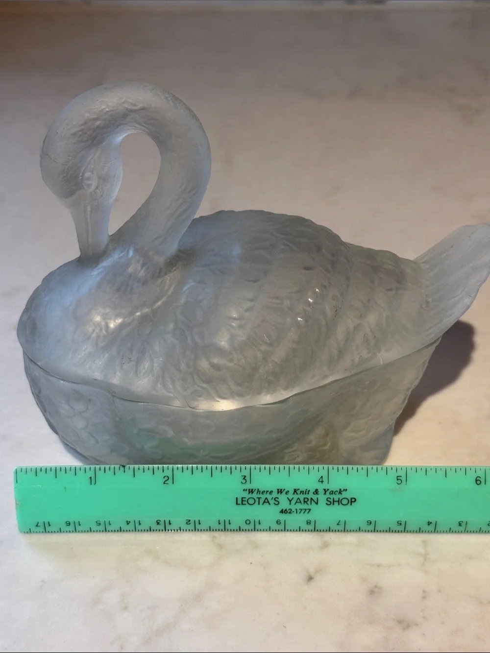 Vintage Satin Glass Covered Swan Dish